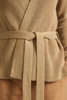 LANIUS Strickjacke in Wrapoptik - natural melange